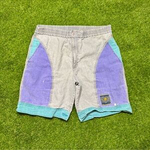 Vintage 90s Gitano Mens Shorts Size Large Grey Purple Teal Color Block